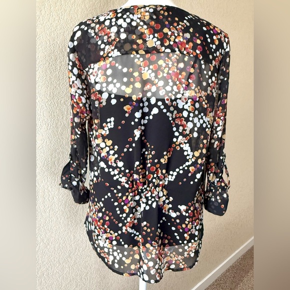 Daniel Rainn Sheer Dot Print Blouse with Cami – Black Multicolor – PXS - Picture 7 of 10